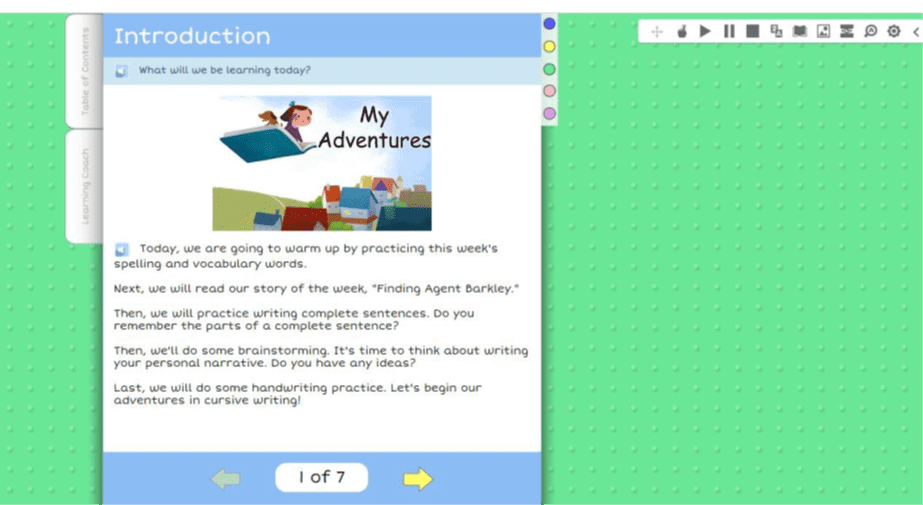 language arts screenshot, how online learning works